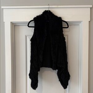 Patterson J. Kincaid Black Faux Fur Draped Vest